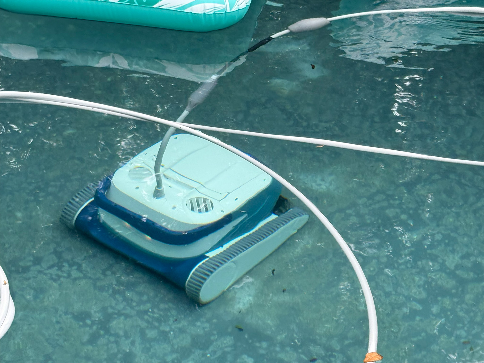 The Clear UV robot cleaning the floor of the pool