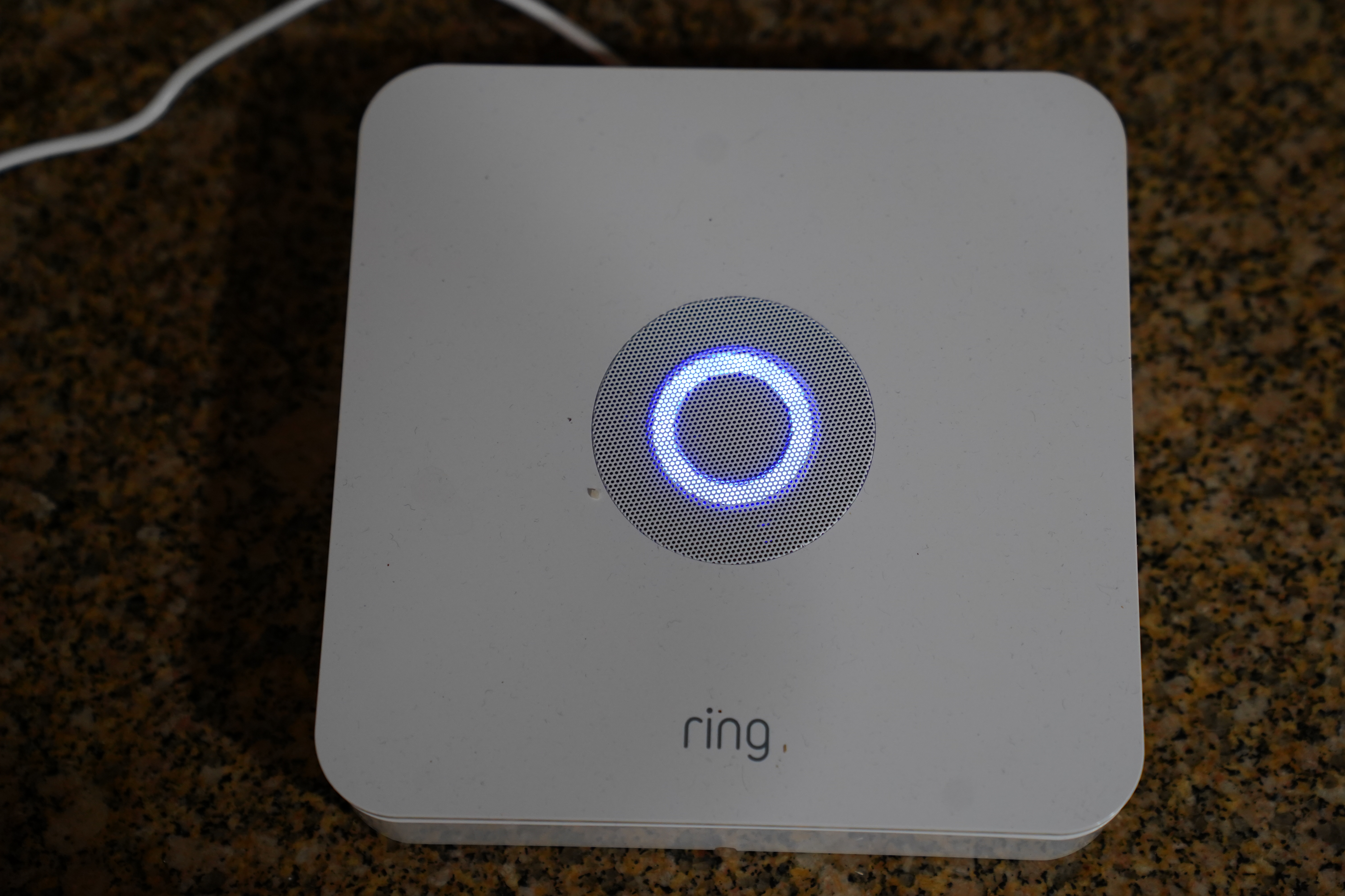 The Ring Alarm base station viewed from above