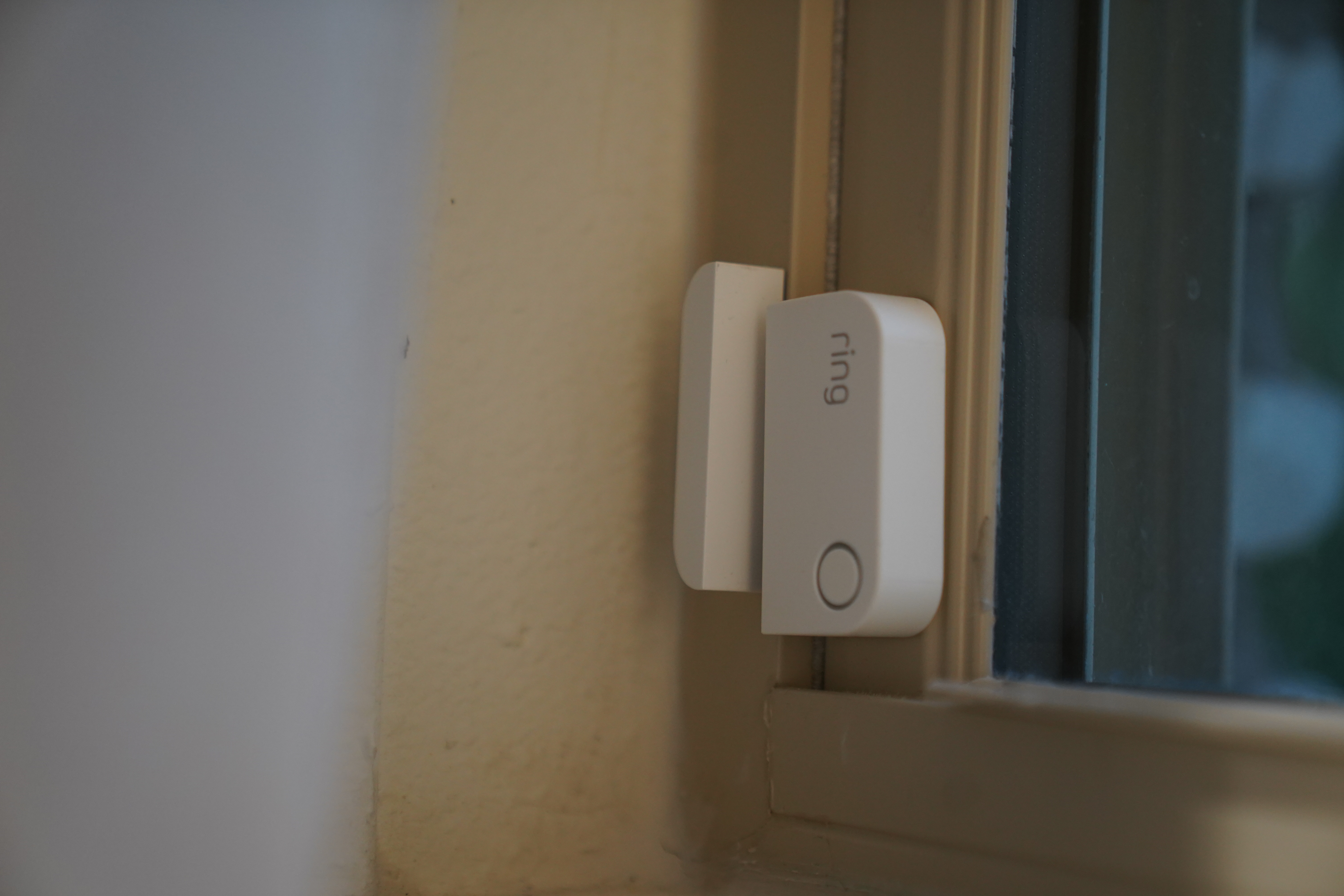 A second Ring Alarm contact sensor and magnet up close