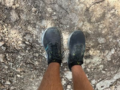 Top-down view of the Saucony Peregrine 13 showing the breathable synthetic mesh upper
