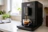 The Jura S8 super-automatic machine brewing an espresso